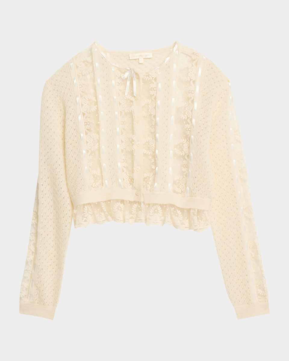 Reneley Lace-Trim Cropped Cardigan